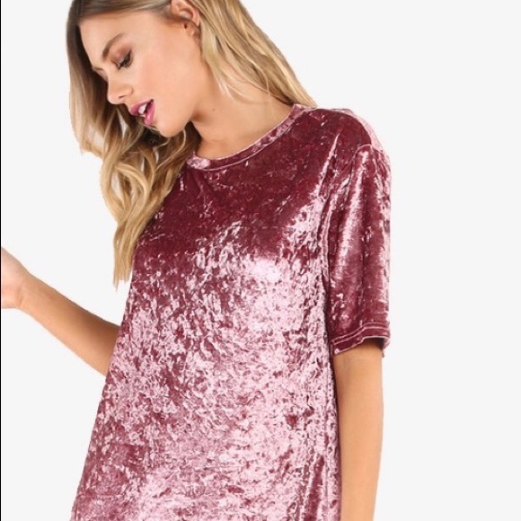 Beautiful Mauve crushed velvet shift mini dress XS - Picture 3 of 8